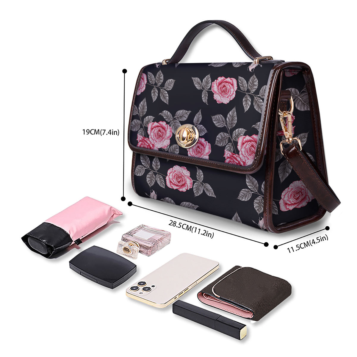 Rose Pink Print Pattern Women's Satchel Bag