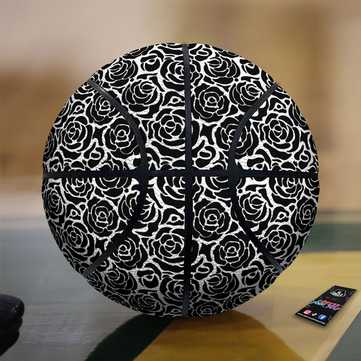 Rose Print Monochrome Pattern Basketball