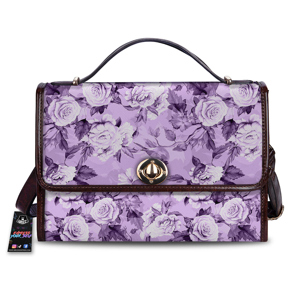 Rose Purple Print Pattern Women's Satchel Bag