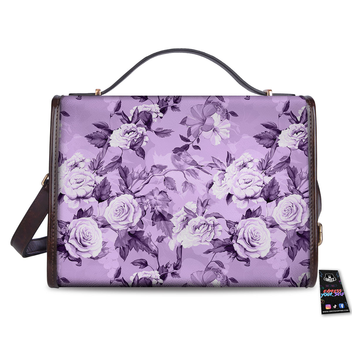 Rose Purple Print Pattern Women's Satchel Bag