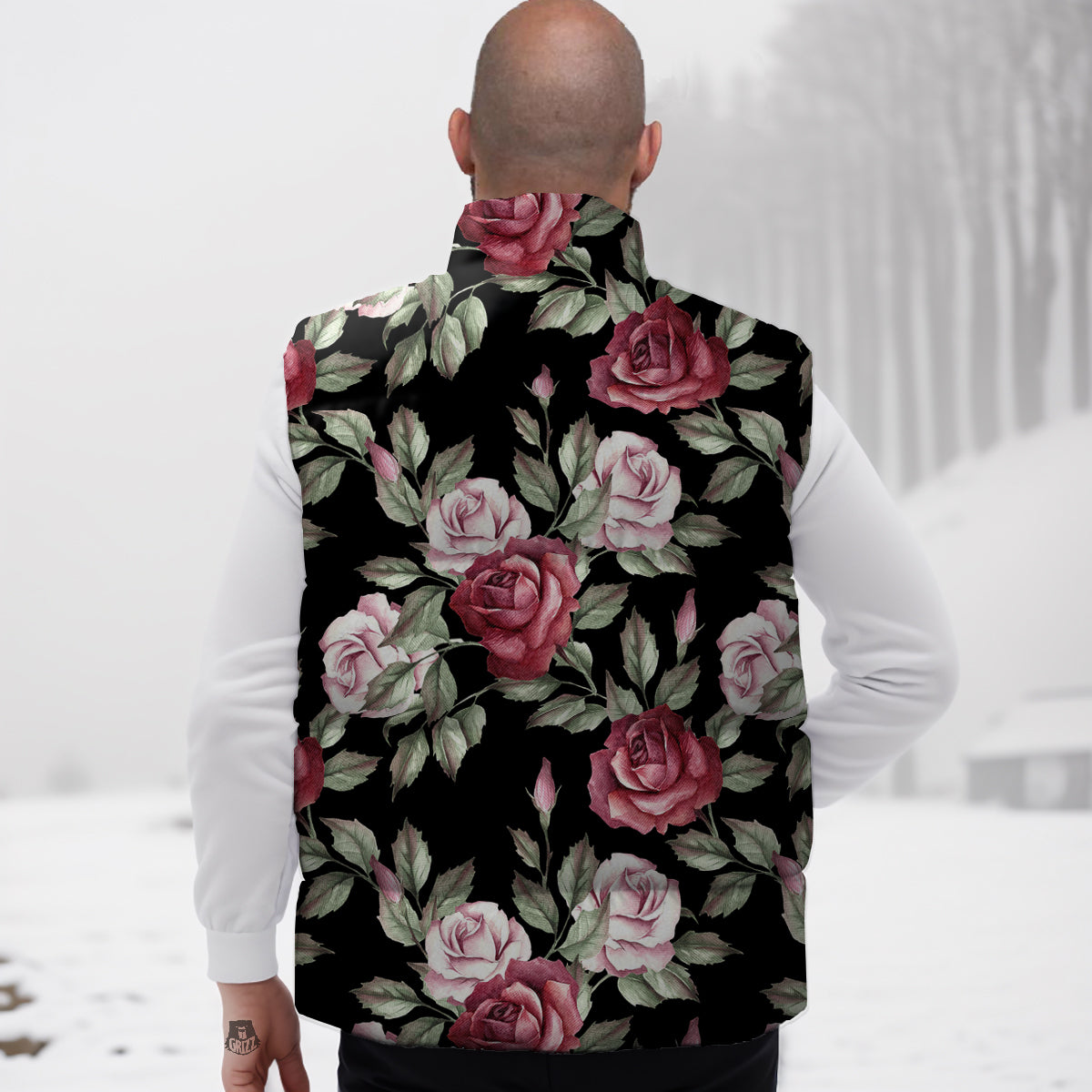 Rose Valentine's Day Print Pattern Down Vest