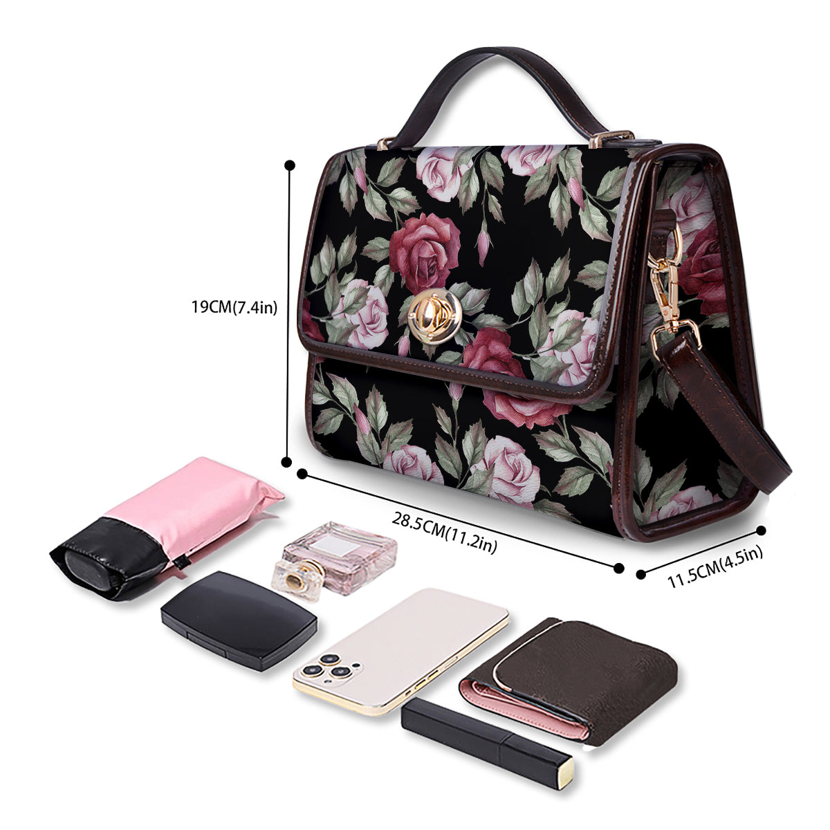 Rose Valentine's Day Print Pattern Women's Satchel Bag