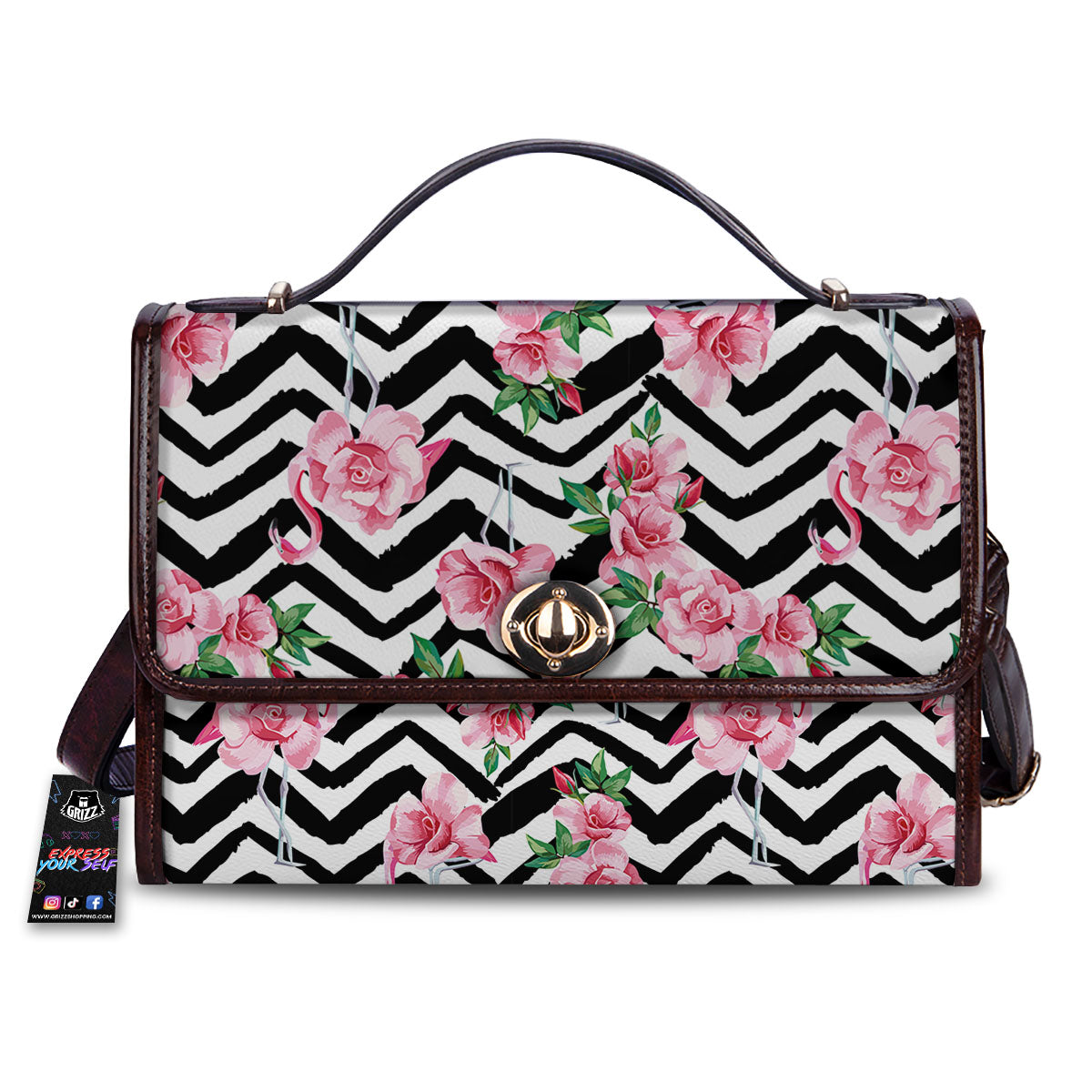Rose Zigzag Pink Print Pattern Women's Satchel Bag
