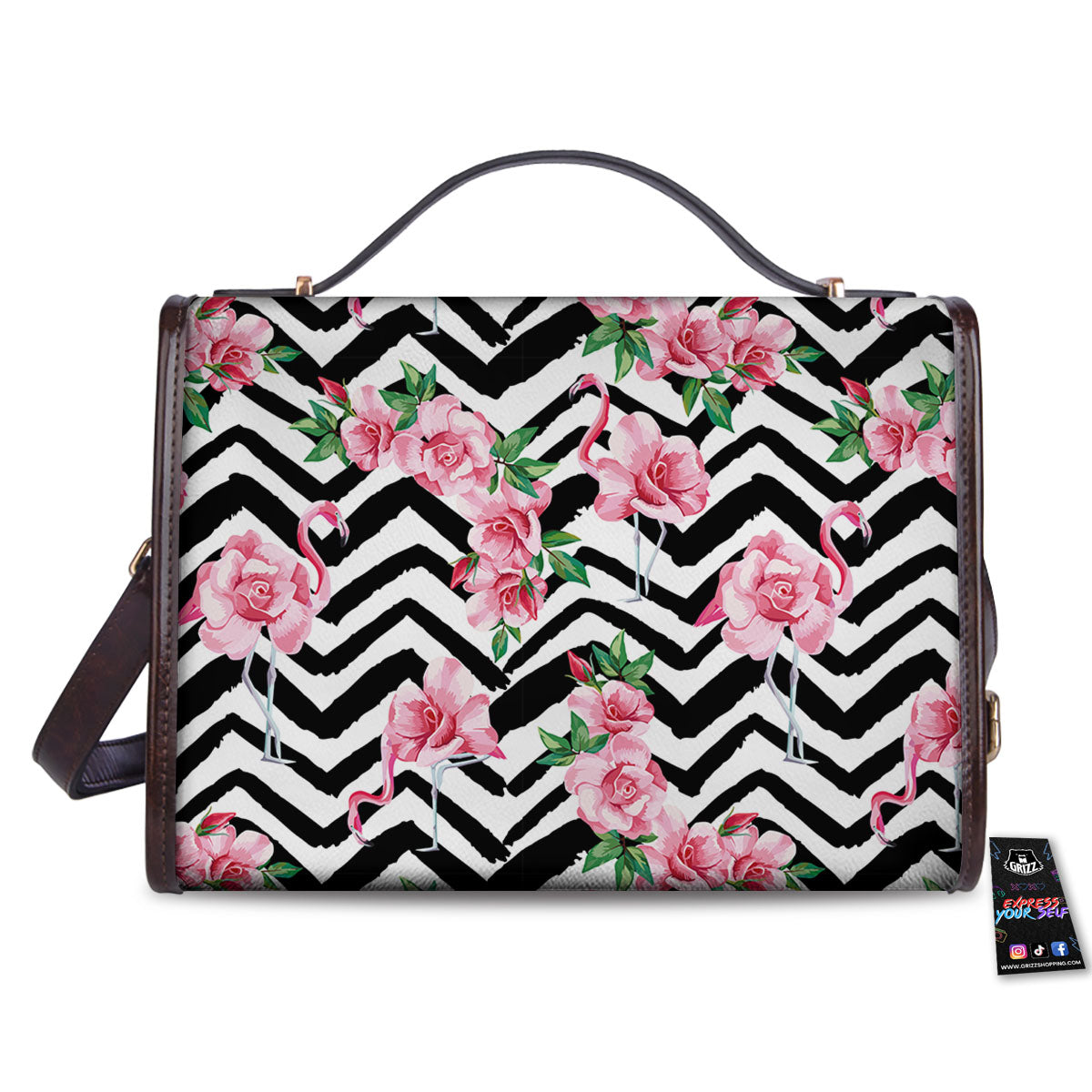 Rose Zigzag Pink Print Pattern Women's Satchel Bag