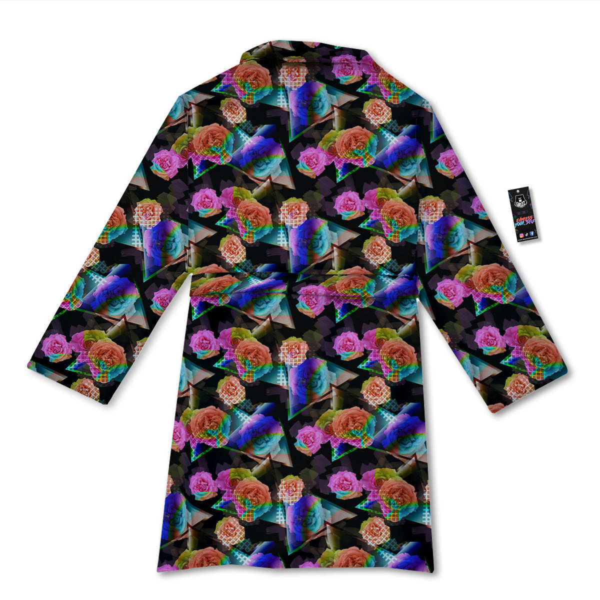 Roses Colorful Gradient Triangle Print Pattern Bathrobe-grizzshop