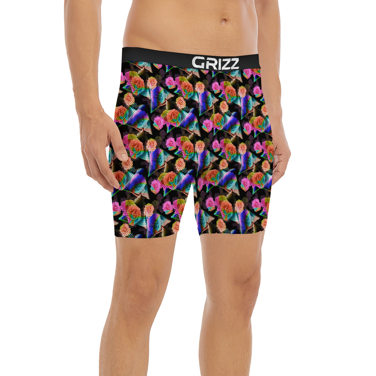 Roses Colorful Gradient Triangle Print Pattern Boxer Briefs-grizzshop