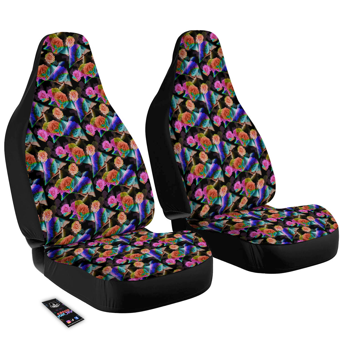 Roses Colorful Gradient Triangle Print Pattern Car Seat Covers-grizzshop