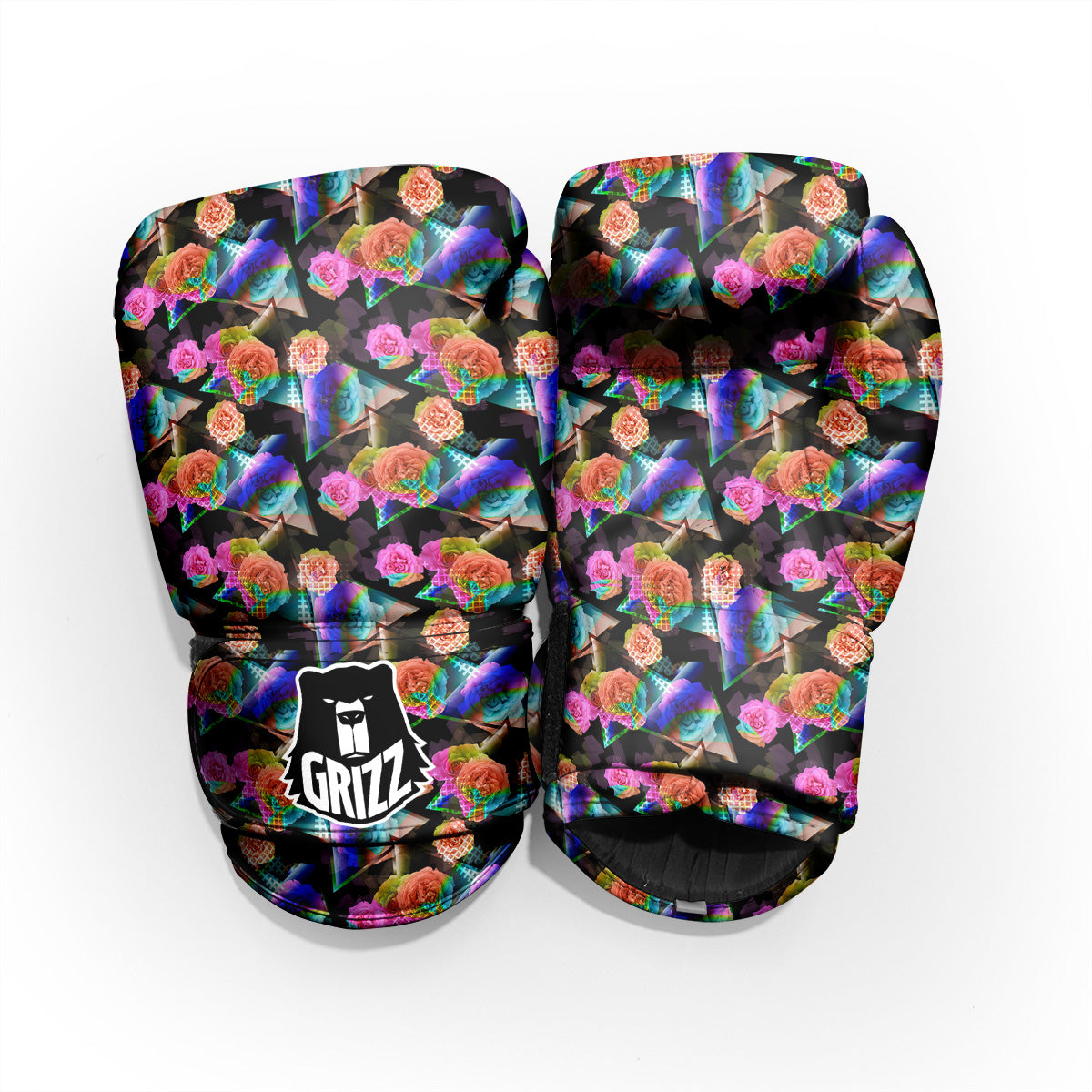 Roses Colorful Gradient Triangle Print Pattern Pro Boxing Glove