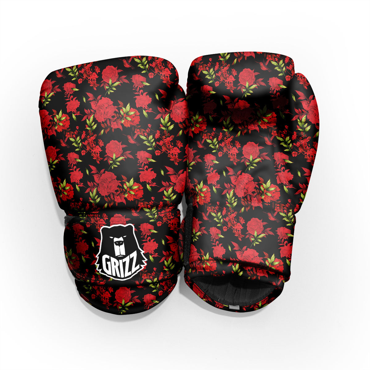 Roses Floral Red And Black Print Pro Boxing Glove