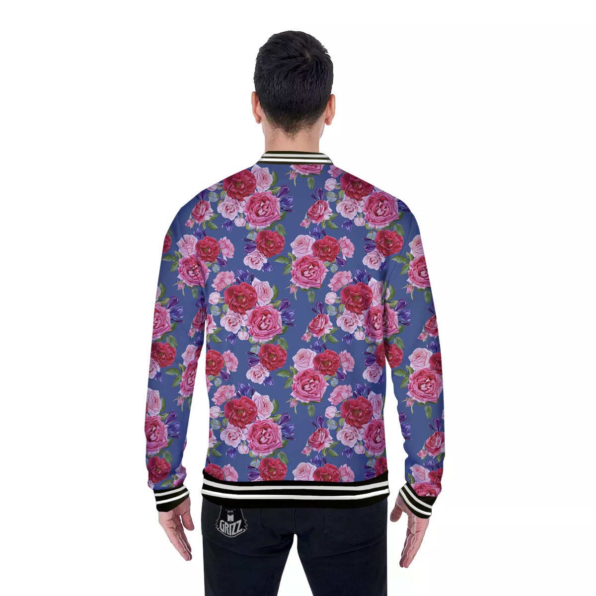 Roses Floral Red Violet Print Pattern Baseball Jacket-grizzshop