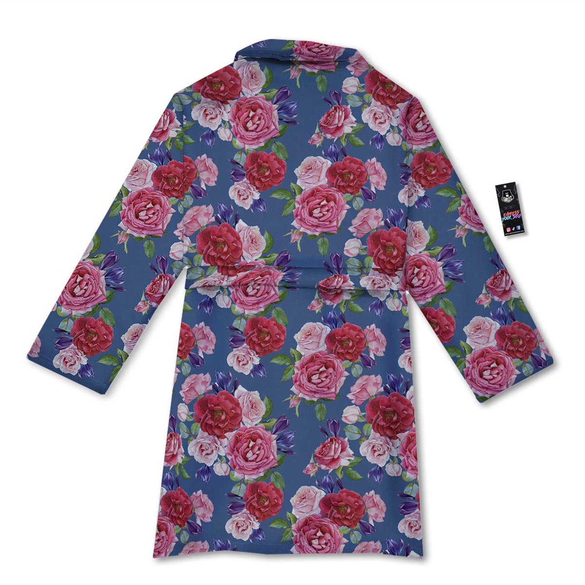Roses Floral Red Violet Print Pattern Bathrobe-grizzshop