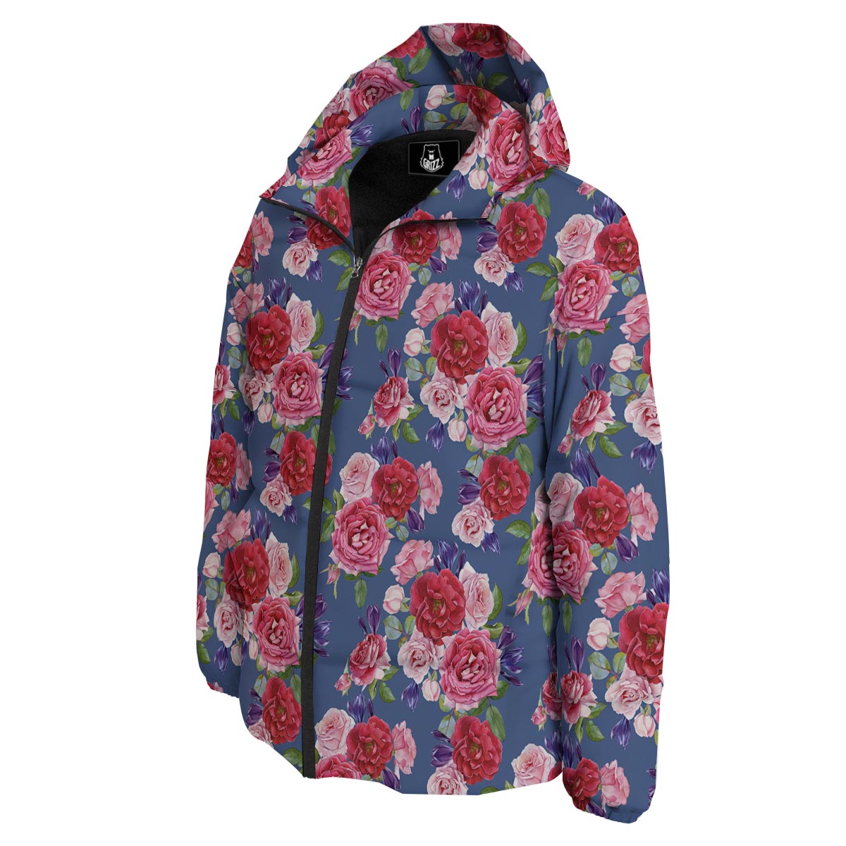 Roses Floral Red Violet Print Pattern Down Jacket-grizzshop