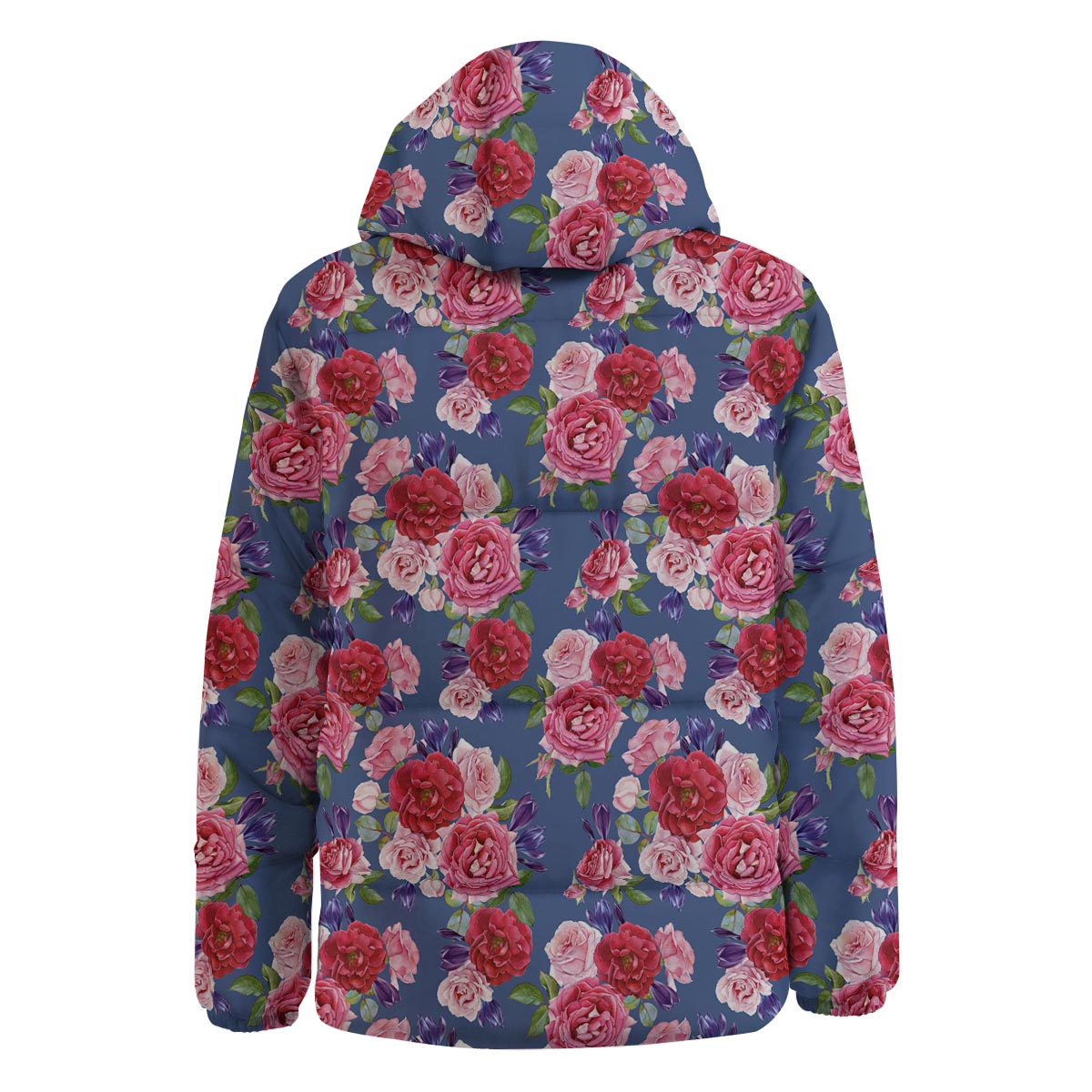 Roses Floral Red Violet Print Pattern Down Jacket-grizzshop