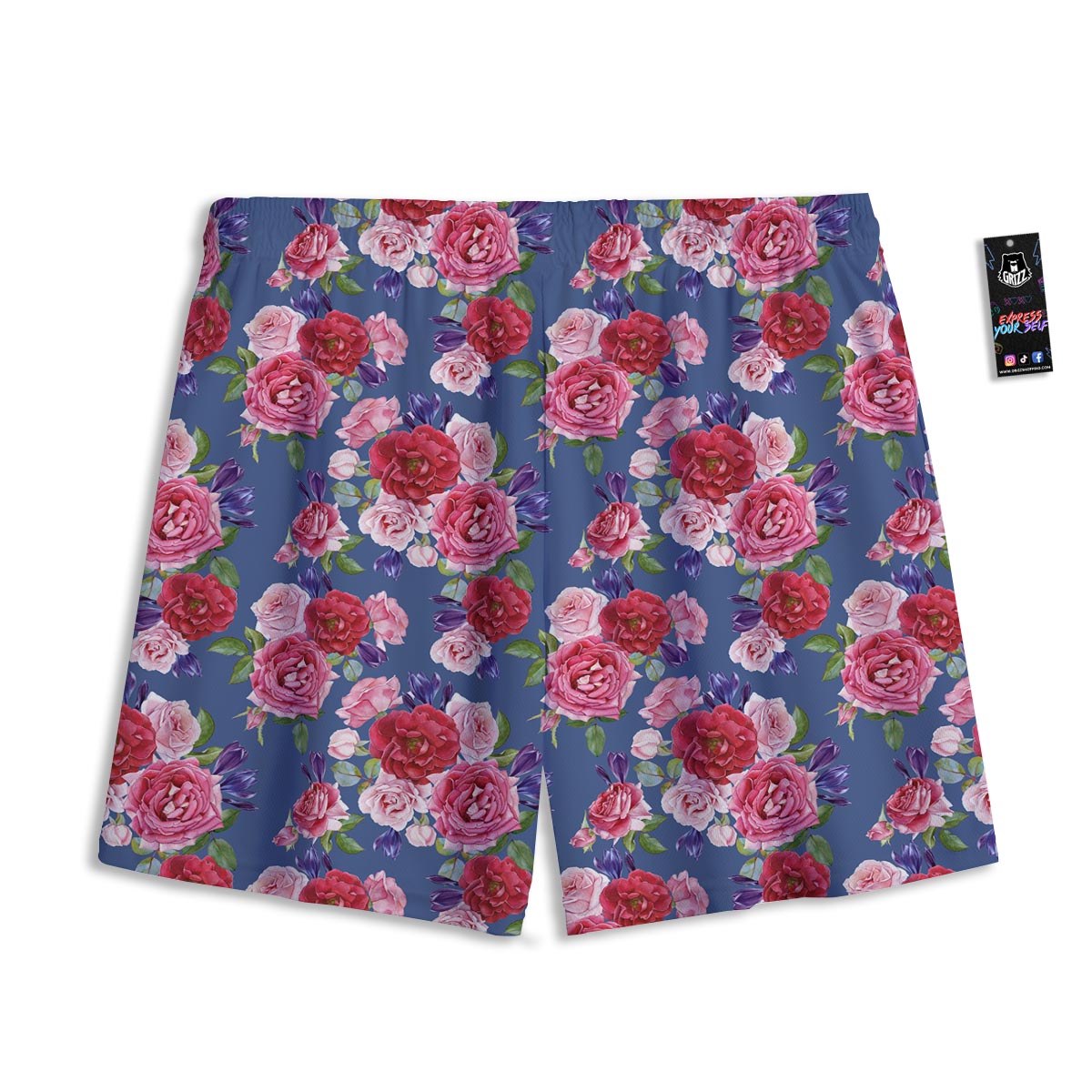 Roses Floral Red Violet Print Pattern Mesh Shorts