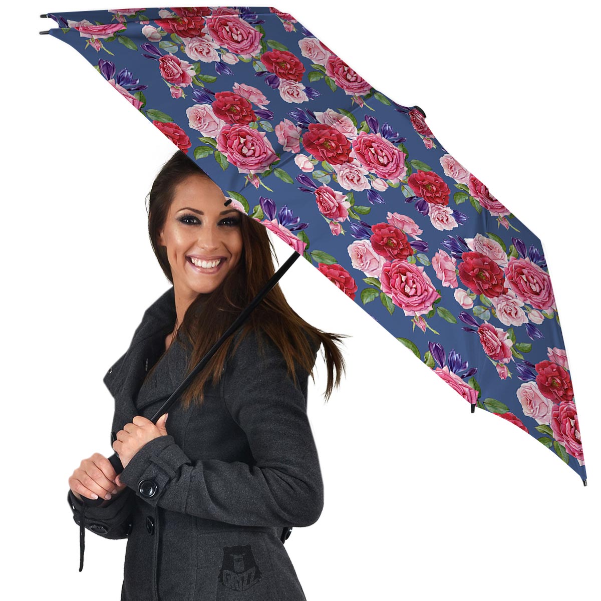 Roses Floral Red Violet Print Pattern Umbrella-grizzshop