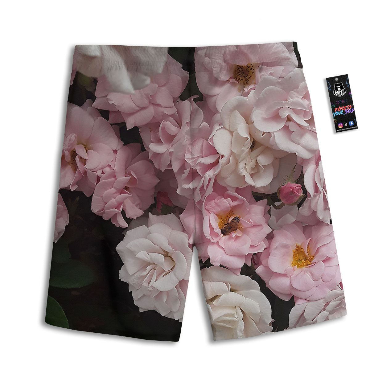 Roses Floral Retro Pink Print Men's Athletic Shorts