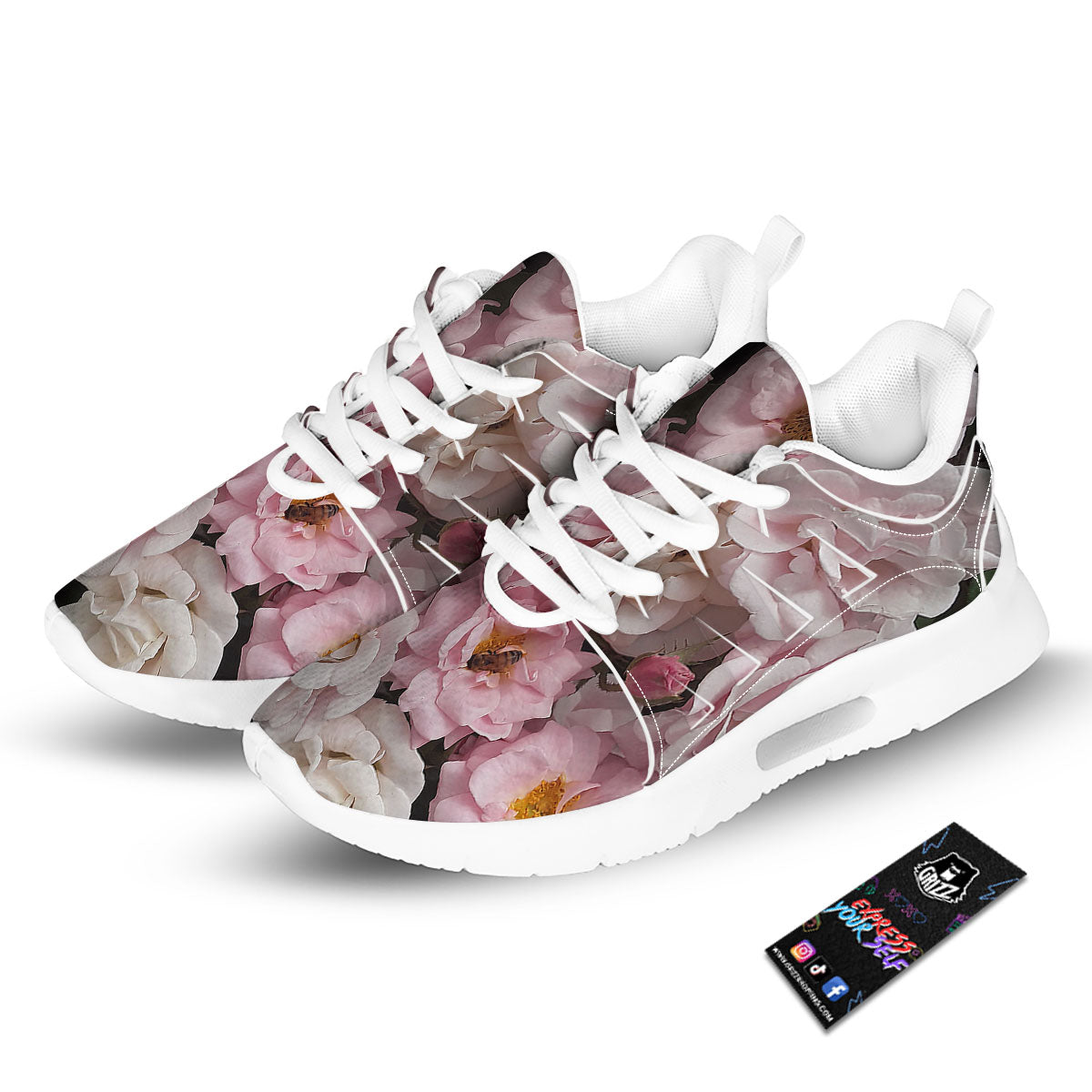 Roses Floral Retro Pink Print Tennis Shoes-grizzshop