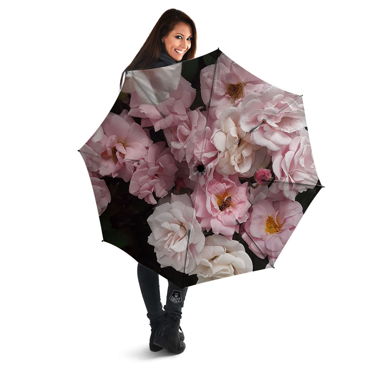 Roses Floral Retro Pink Print Umbrella-grizzshop