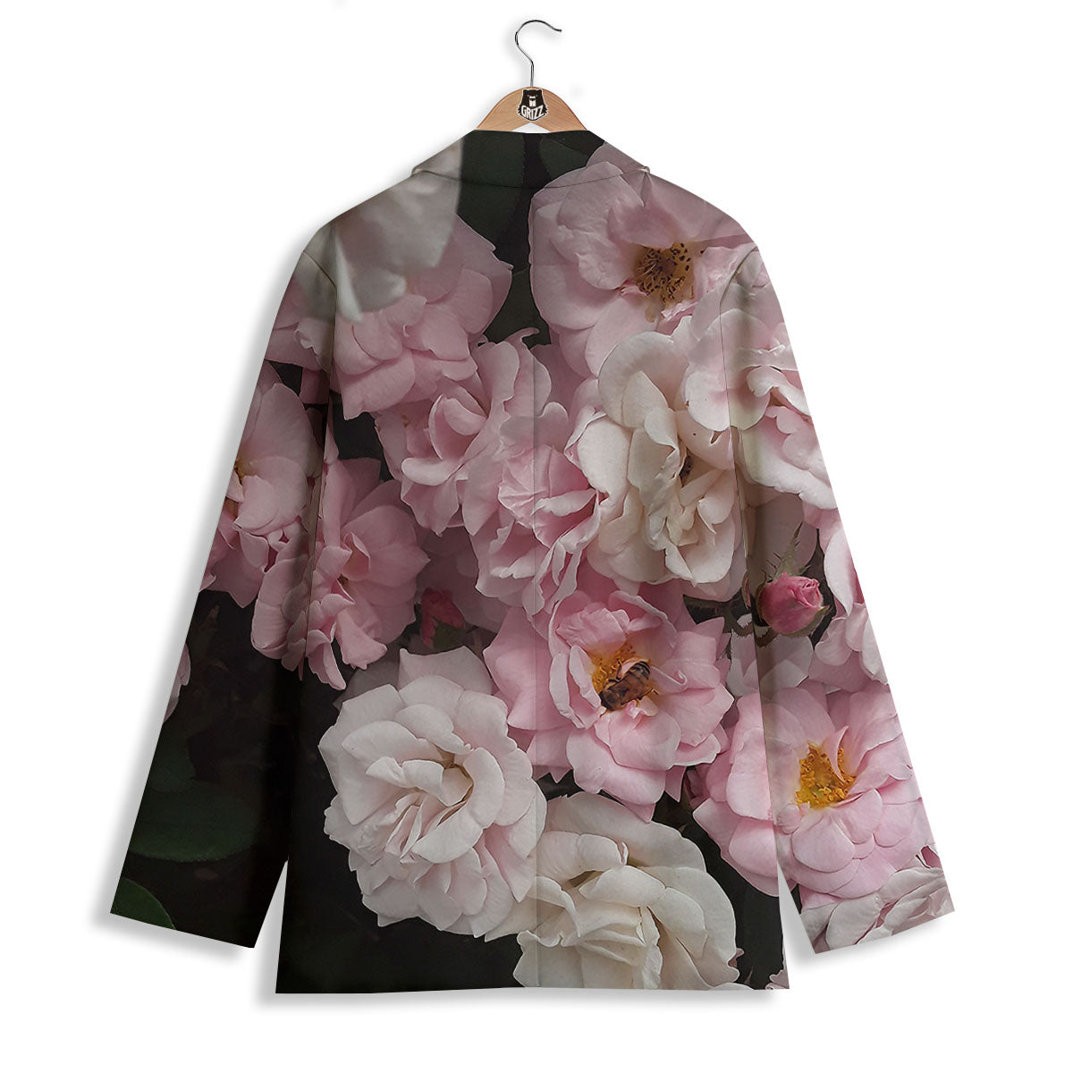 Roses Floral Retro Pink Print Women's Blazer-grizzshop