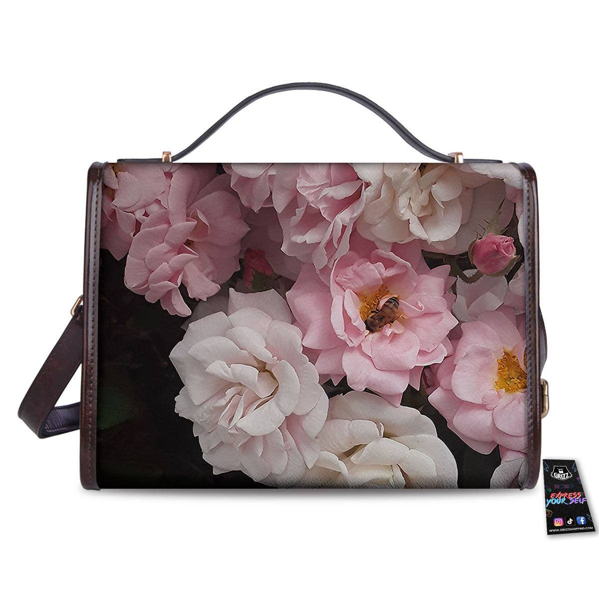 Roses Floral Retro Pink Print Women's Satchel Bag