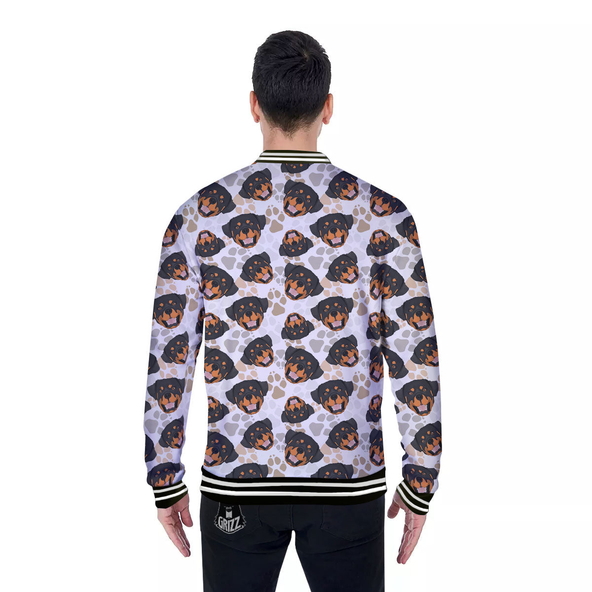 Rottweiler Print Pattern Baseball Jacket-grizzshop