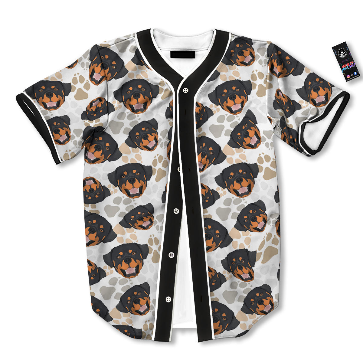 Rottweiler Print Pattern Baseball Jersey-grizzshop