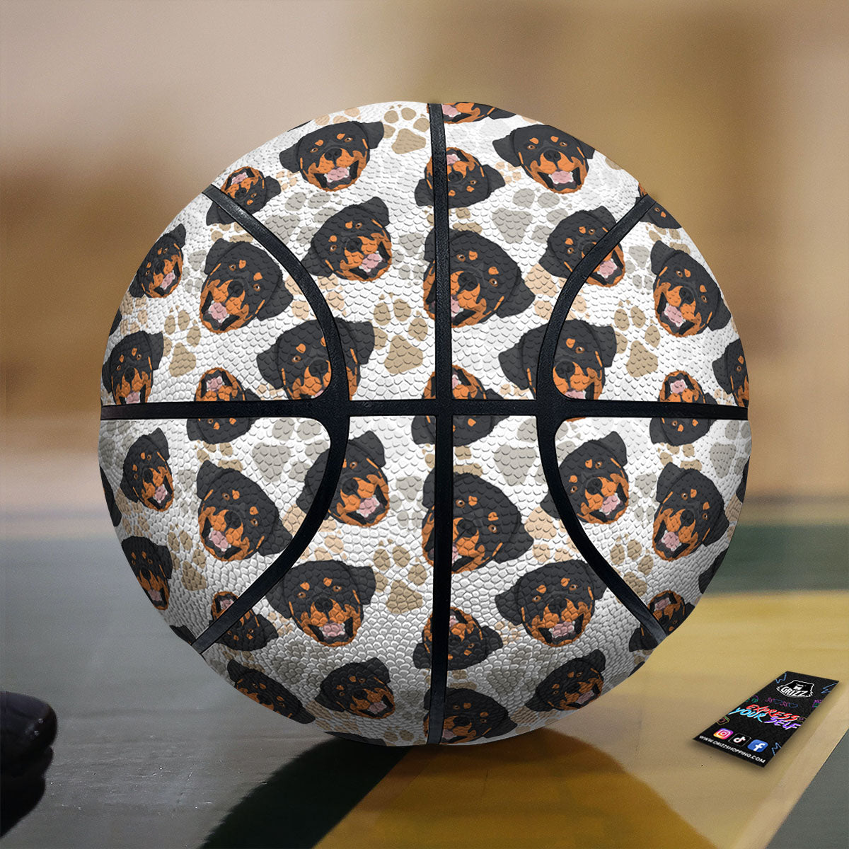 Rottweiler Print Pattern Basketball-grizzshop