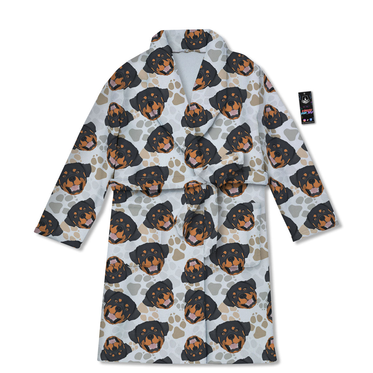 Rottweiler Print Pattern Bathrobe-grizzshop