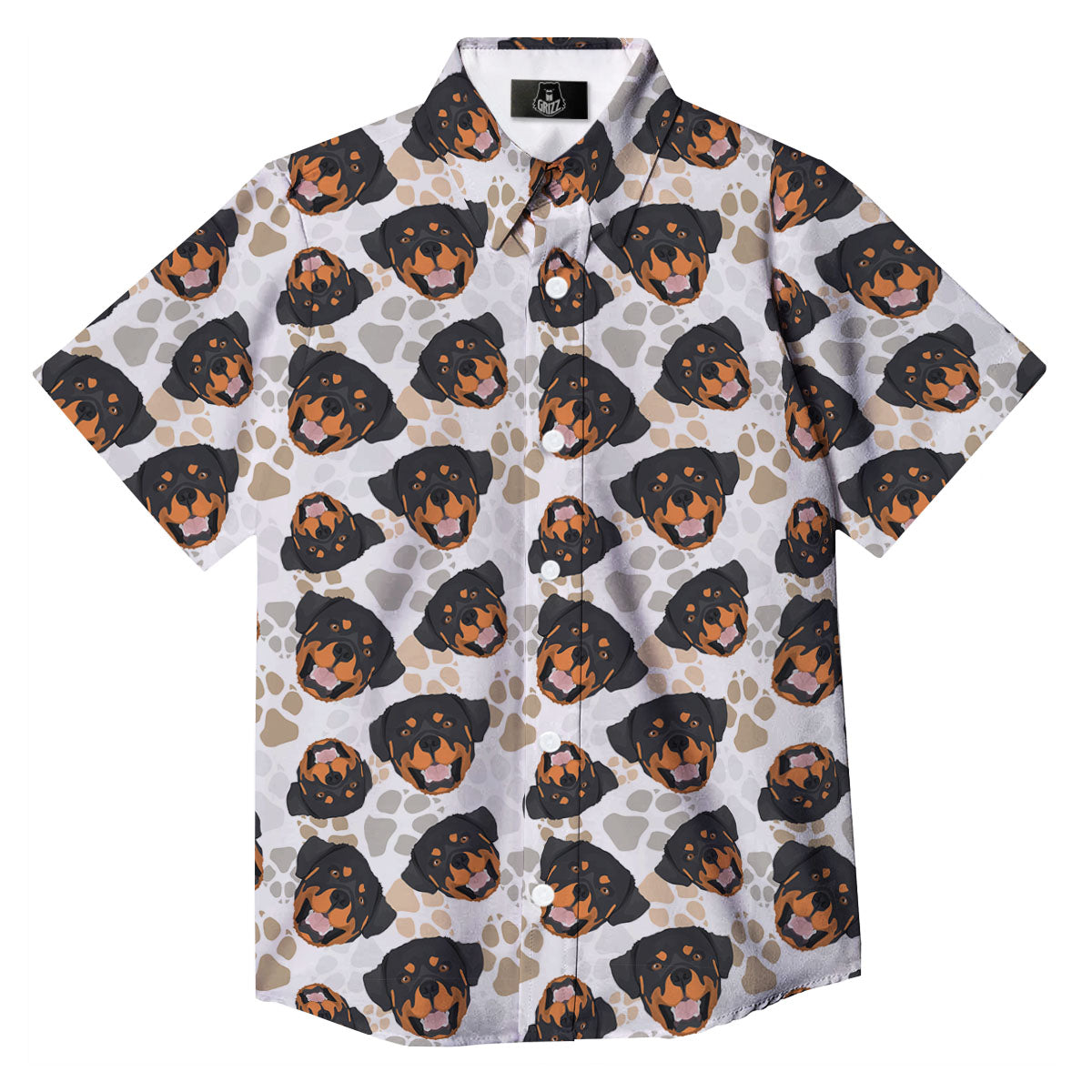 Rottweiler Print Pattern Button Up Shirt-grizzshop