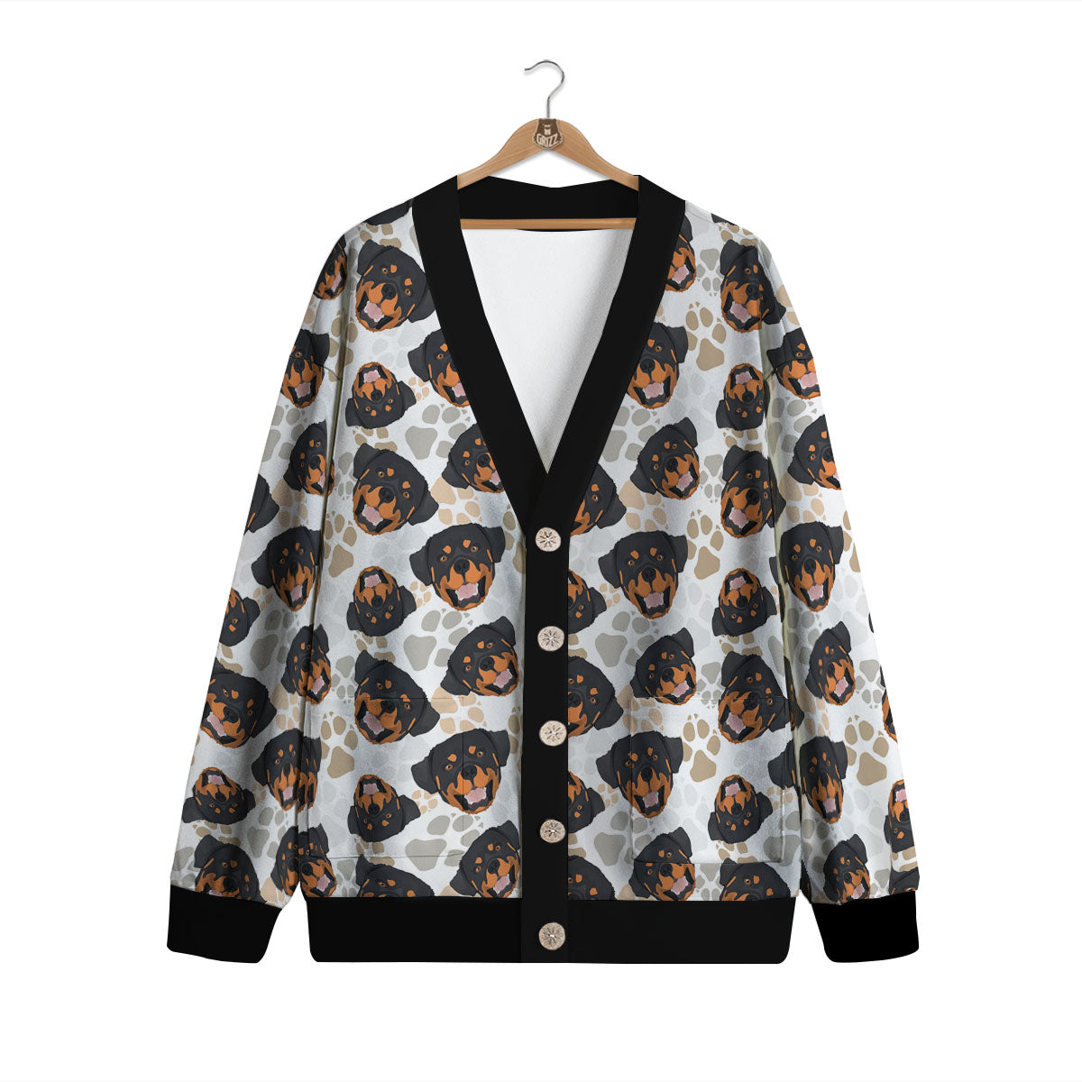 Rottweiler Print Pattern Cardigan-grizzshop