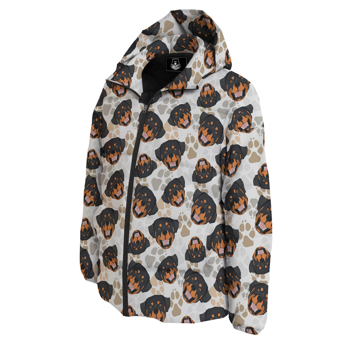 Rottweiler Print Pattern Down Jacket-grizzshop