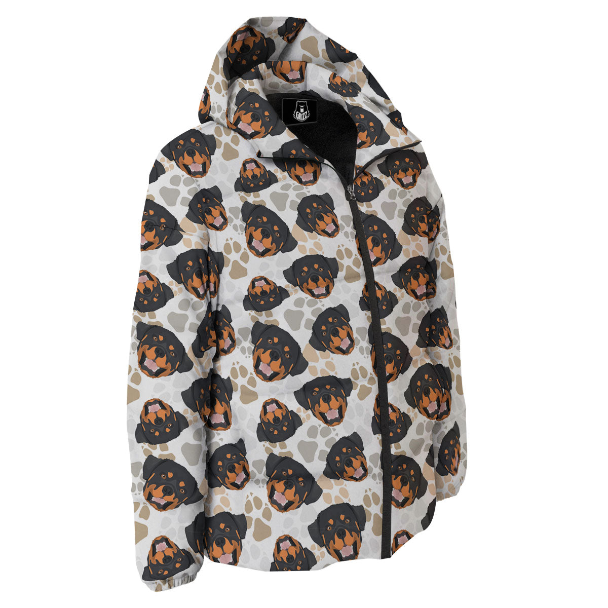 Rottweiler Print Pattern Down Jacket-grizzshop