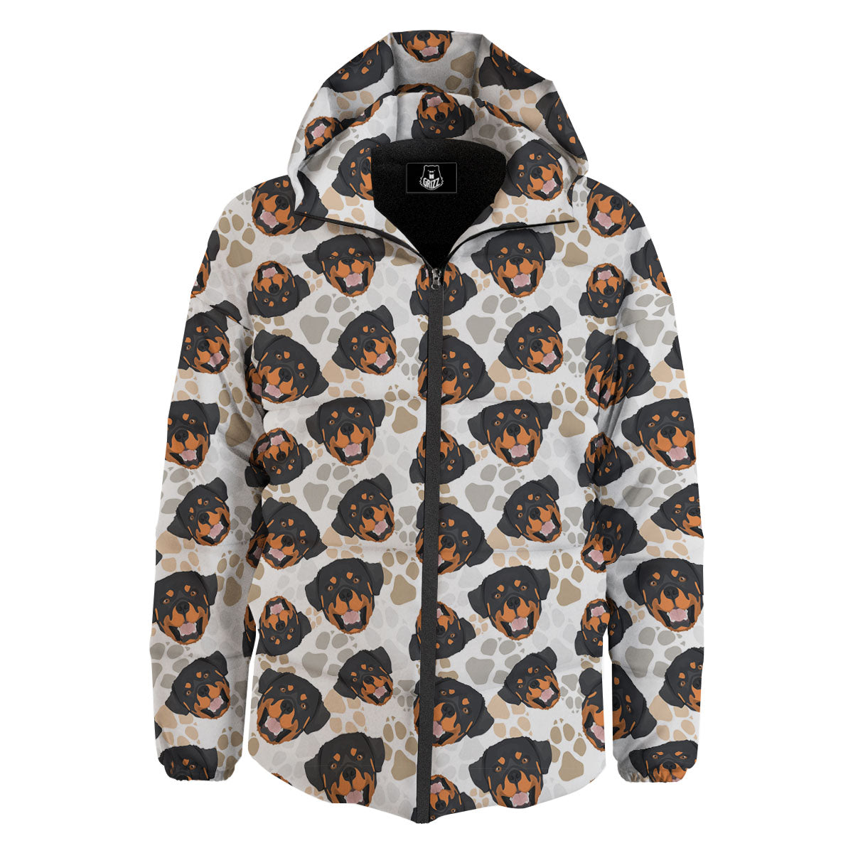 Rottweiler Print Pattern Down Jacket-grizzshop