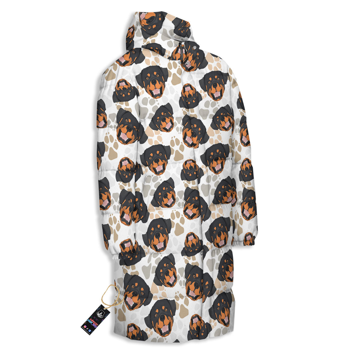 Rottweiler Print Pattern Long Down Jacket-grizzshop