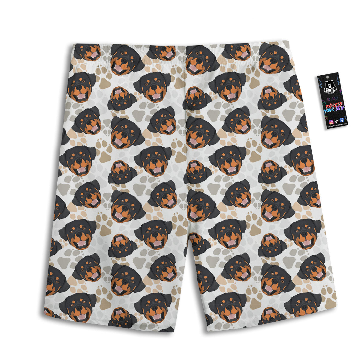 Rottweiler Print Pattern Men's Athletic Shorts