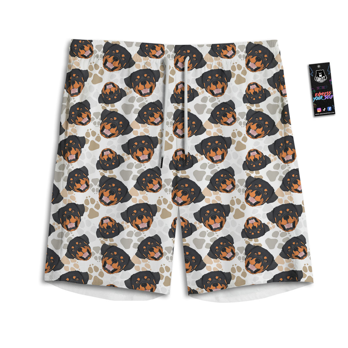 Rottweiler Print Pattern Men's Athletic Shorts