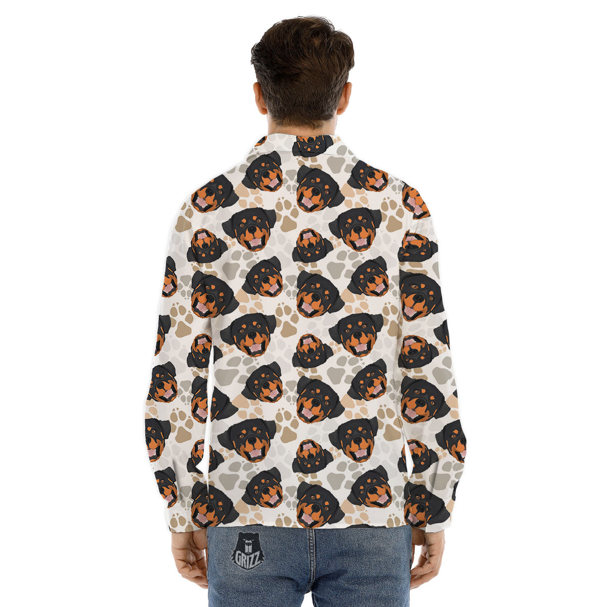 Rottweiler Print Pattern Men's Dress Shirts-grizzshop