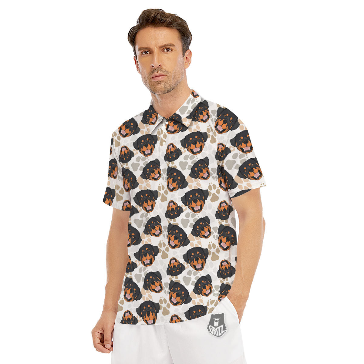 Rottweiler Print Pattern Men's Golf Shirts-grizzshop