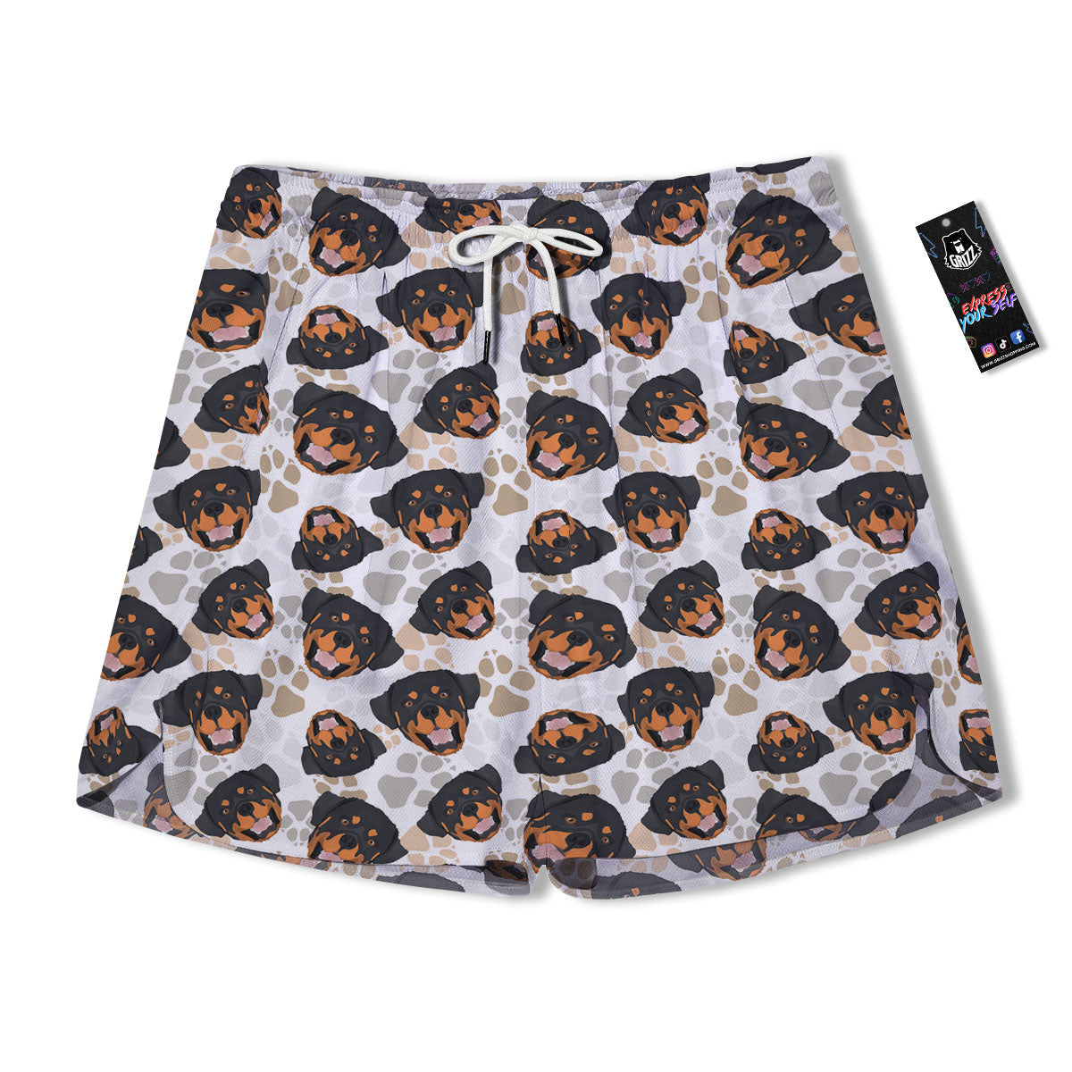 Rottweiler Print Pattern Men's Running Shorts-grizzshop