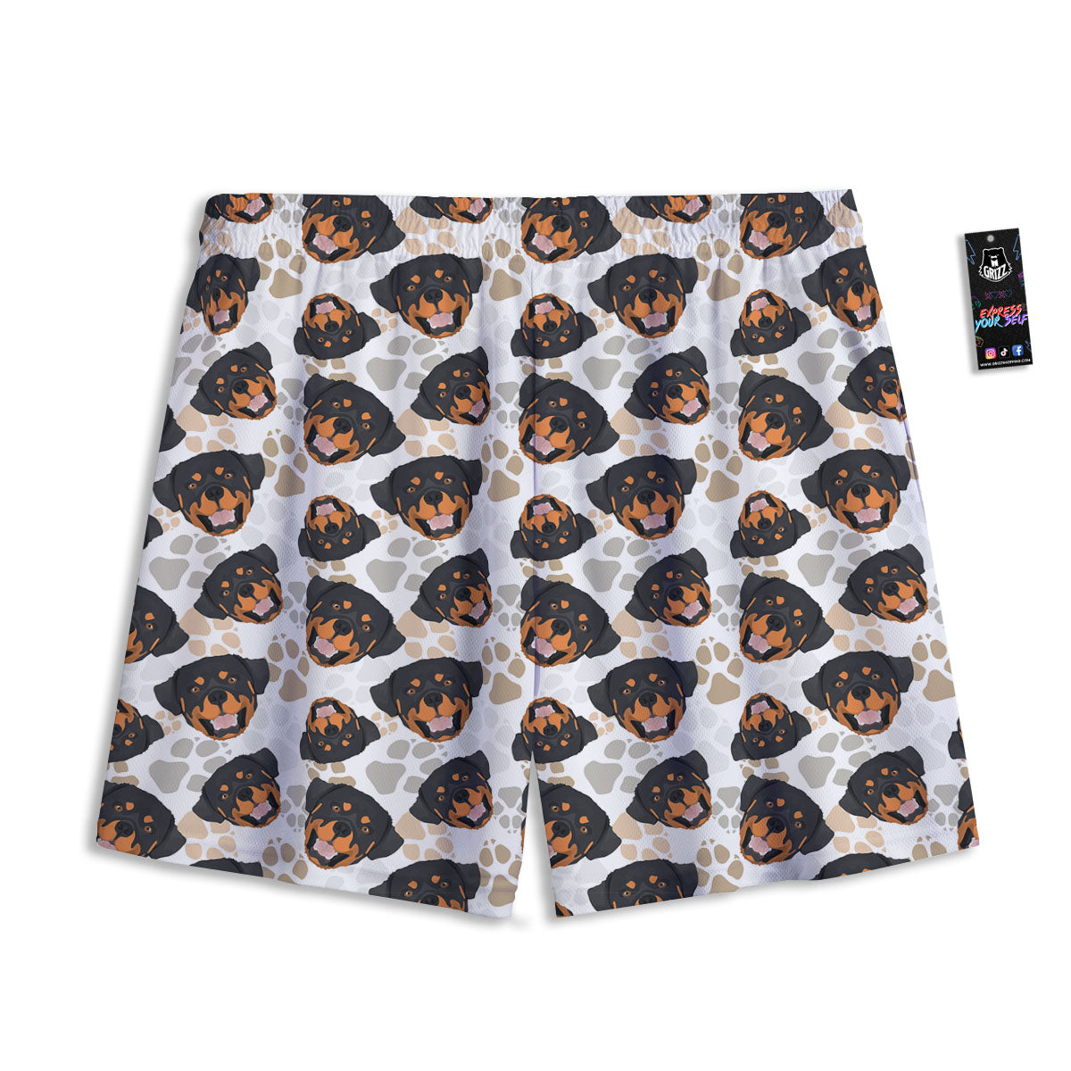 Rottweiler Print Pattern Mesh Shorts