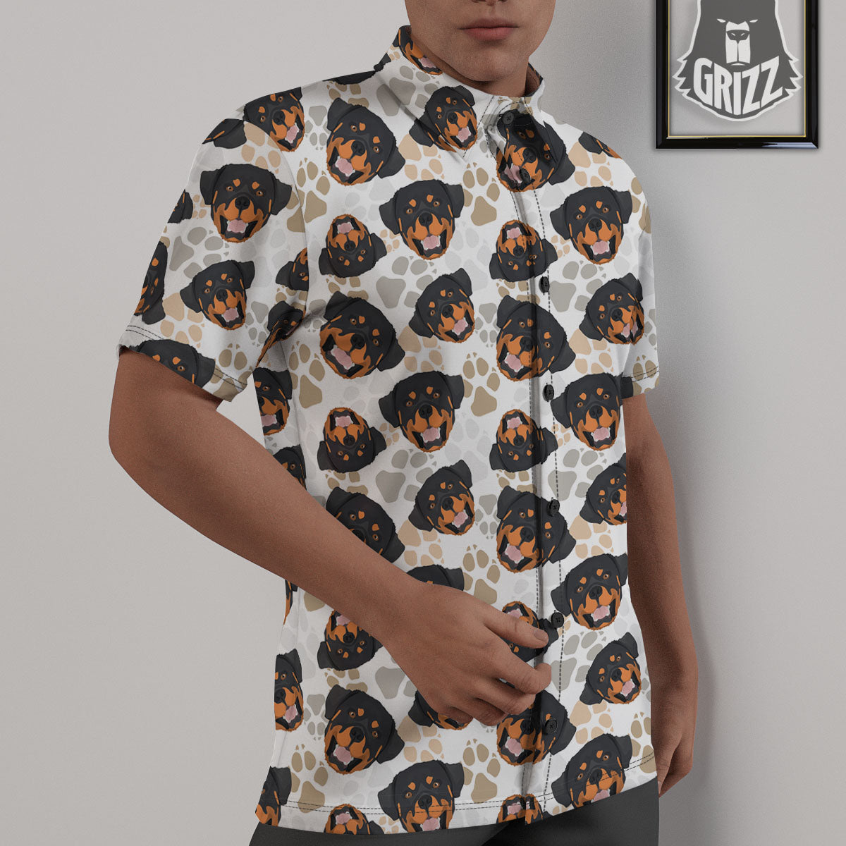 Rottweiler Print Pattern Untucked Shirts-grizzshop