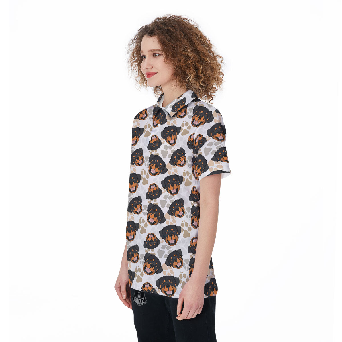 Rottweiler Print Pattern Women's Golf Shirts-grizzshop