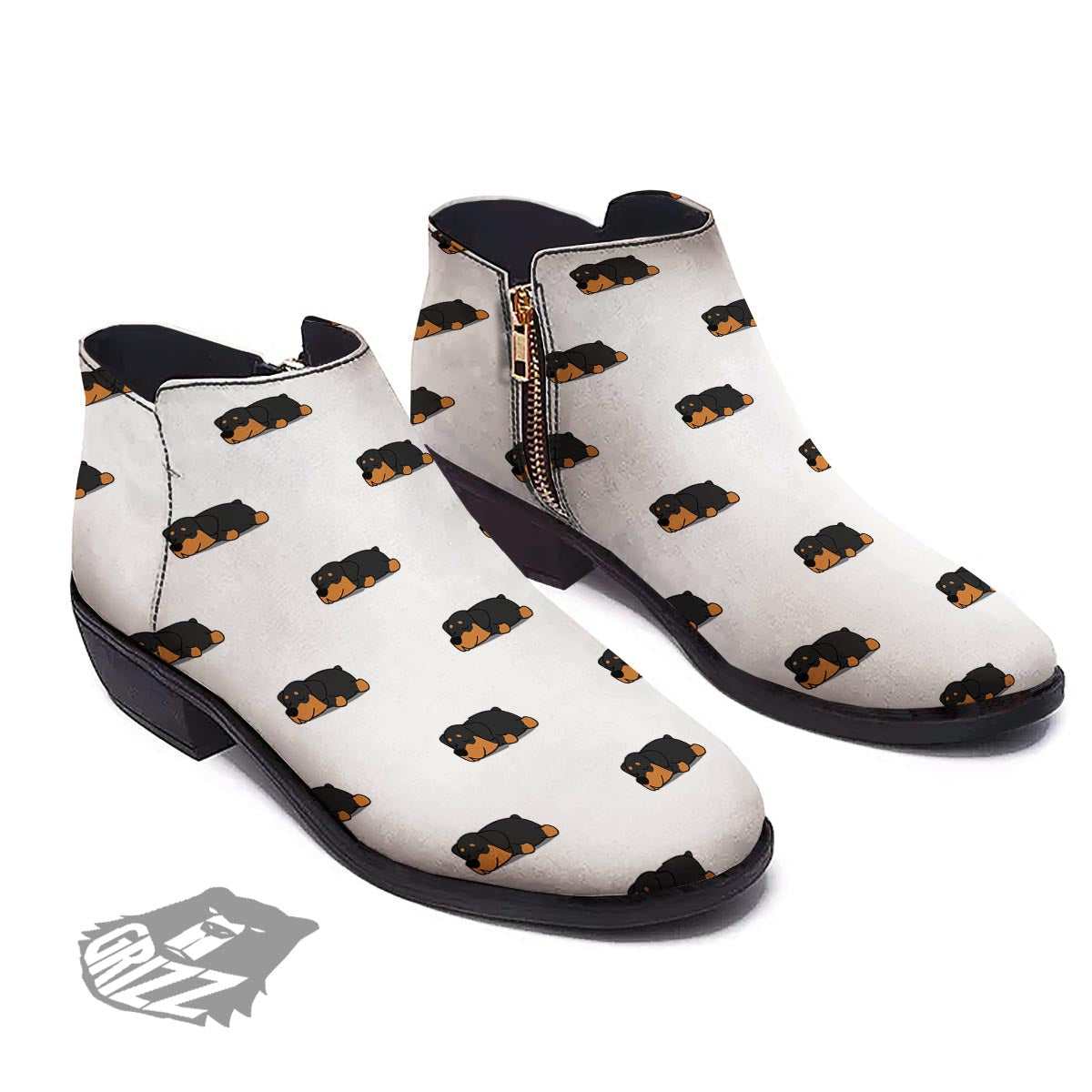 Rottweiler Sleeping Print Pattern Ankle Boots-grizzshop