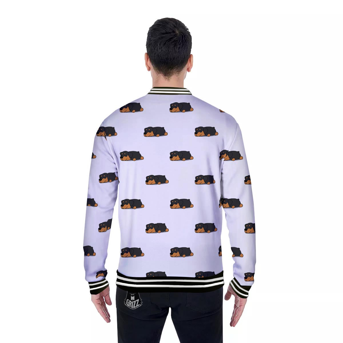 Rottweiler Sleeping Print Pattern Baseball Jacket-grizzshop