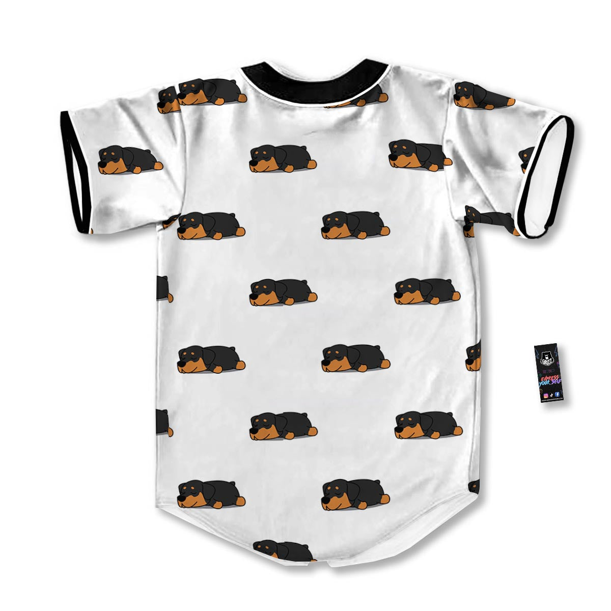 Rottweiler Sleeping Print Pattern Baseball Jersey-grizzshop