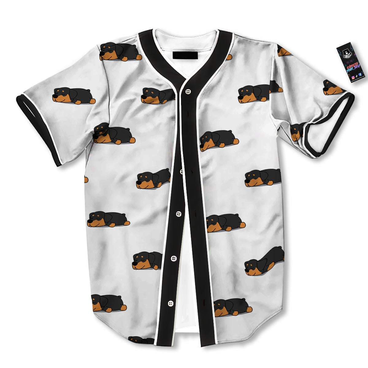 Rottweiler Sleeping Print Pattern Baseball Jersey-grizzshop