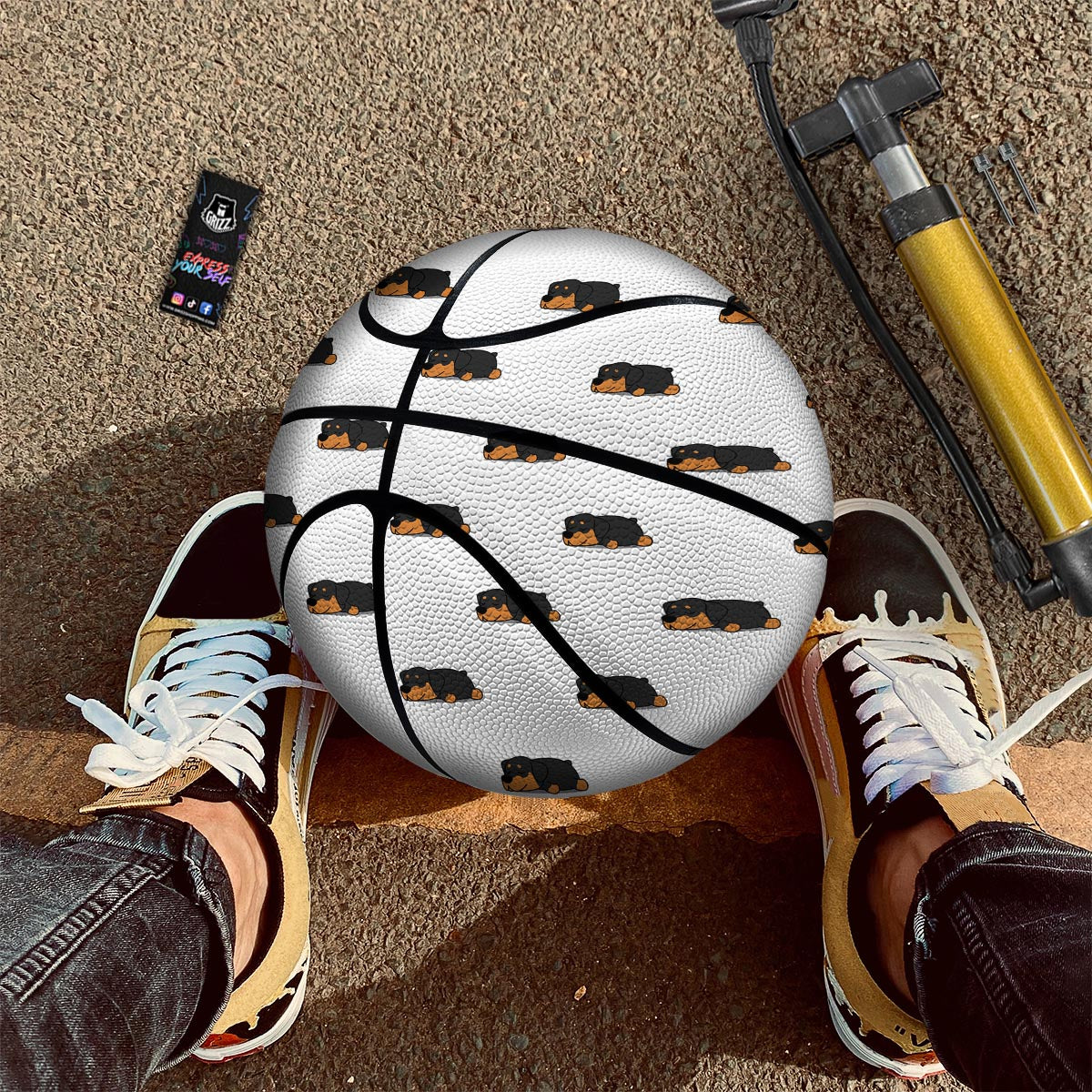 Rottweiler Sleeping Print Pattern Basketball-grizzshop