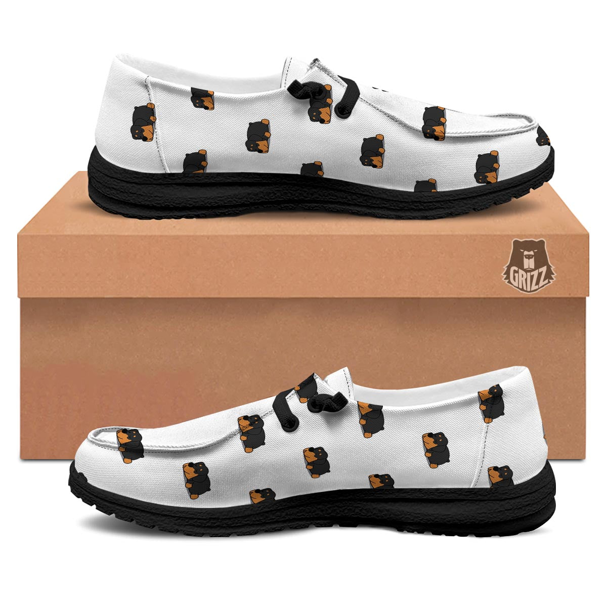 Rottweiler Sleeping Print Pattern Black Loafers-grizzshop