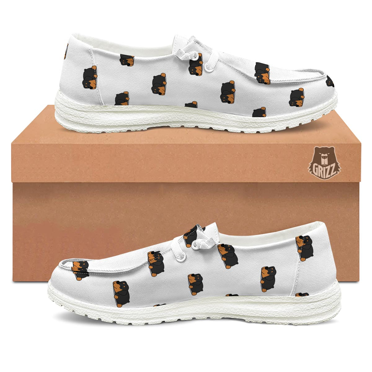 Rottweiler Sleeping Print Pattern Black Loafers-grizzshop