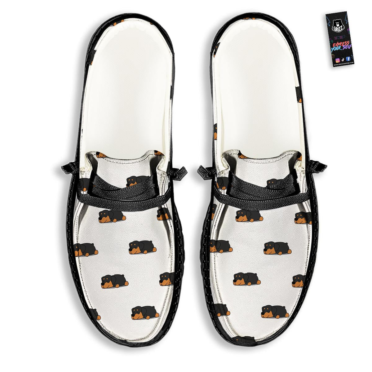 Rottweiler Sleeping Print Pattern Black Loafers-grizzshop